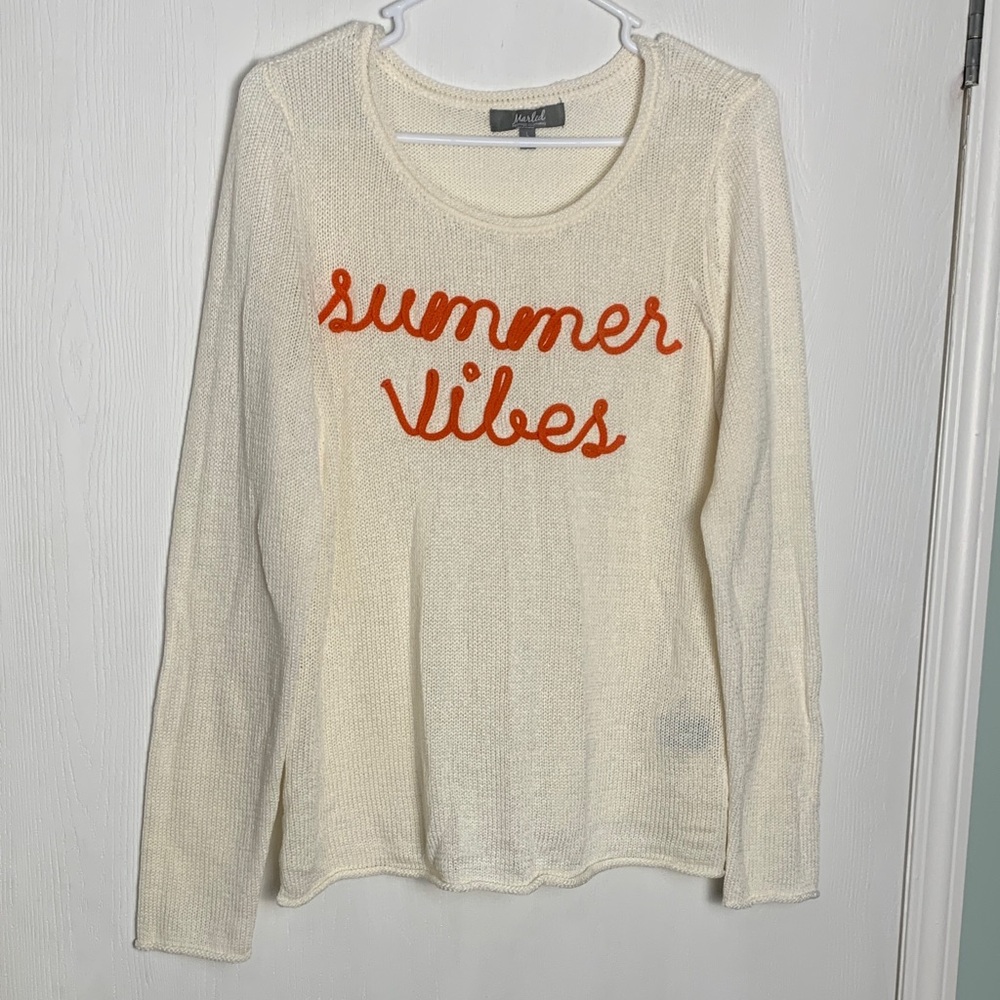 Coastal Marled Coral Cream Long Sleeve Summer Vibes Acrylic Sweater L Boho